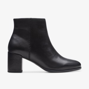 Botas Clarks Freva 55 Zip Black Leather Mujer Negras | VUXJ-31482