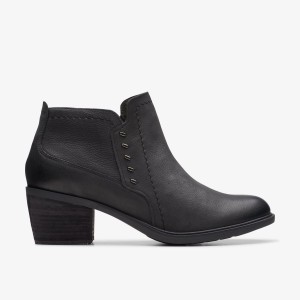 Botas Clarks Neva Lo Black Leather Mujer Negras | ZOFV-02574