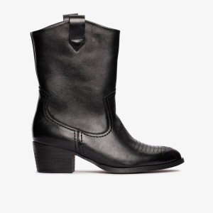 Botas Clarks Octavia Up Black Leather Mujer Negras | MWEY-79083