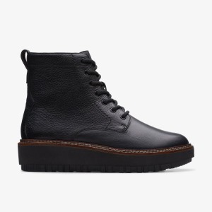 Botas Clarks Orianna Lace Black Leather Mujer Negras | CWNG-42781