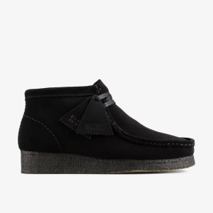 Botas Clarks Wallabee Boot Black Suede Mujer Negras | YSHT-03152