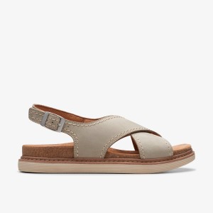 Sandalias Clarks Arwell Sling Stone Nubuck Mujer Gris | NYDL-01258