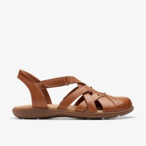 Sandalias Clarks Elizabelle Sea Tan Leather Mujer Marrones | UKGP-78924