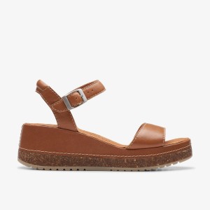 Sandalias Clarks Kassanda Lily Tan Leather Mujer Marrones | EQAP-87152