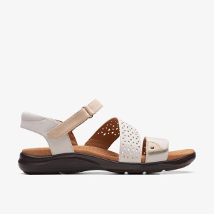 Sandalias Clarks Kitly Way White Leather Mujer Blancas | WTIJ-46518