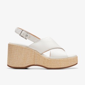 Sandalias Clarks Manon Wish Off White Leather Mujer Blancas | XJYP-37651