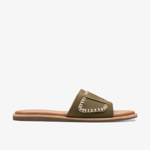 Sandalias Clarks Maritime Mule Olive Suede Mujer Verde Oliva | VQSB-98364