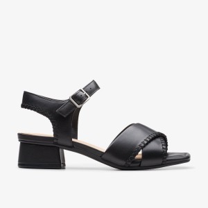 Sandalias Clarks Serina 35 Cross Black Leather Mujer Negras | AKCN-14635