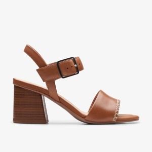 Sandalias Clarks Siara 65 Buckle Tan Leather Mujer Marrones | APXU-78419