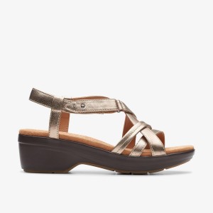 Sandalias Clarks Tuleah May Metallic Leather Mujer Metal | BONH-17456