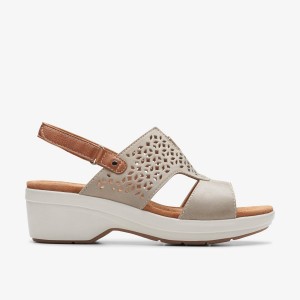 Sandalias Clarks Tuleah Sun Stone Leather Mujer Gris | FSBG-06478