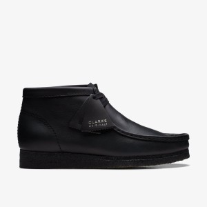 Wallabees Clarks Wallabee Boot Black Leather Hombre Negras | CINH-63207