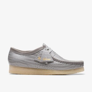 Wallabees Clarks Wallabee Grey Crocodile Print Hombre Gris | VWJX-28974