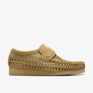 Wallabees Clarks Wallabee Loafer Weave Maple Suede Hombre Maple | LFVH-12740