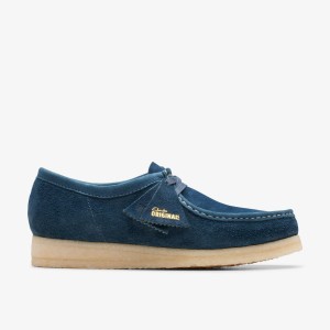 Wallabees Clarks Wallabee Navy/Teal Suede Hombre Azul Marino Turquesa | QHTS-69302