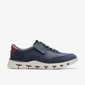 Zapatillas Clarks Nature X One Navy Leather Hombre Azul Marino | XOWV-28965