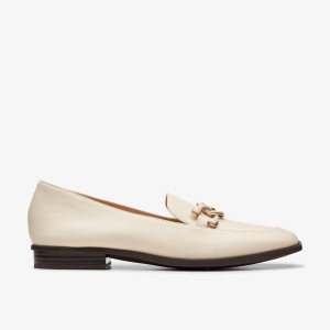 Zapatillas Sin Cordones Clarks Sarafyna Rae Ivory Leather Mujer Blancas | TJPY-83205