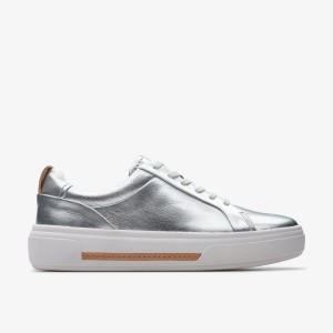 Zapatos Plataforma Clarks Hollyhock Walk Silver Leather Mujer Plateadas | CVXL-08576