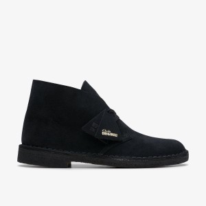 Zapatos de Vestir Clarks Desert Boot Black Suede Hombre Negras | UMYA-74659