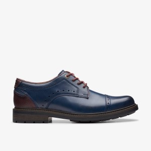 Zapatos de Vestir Clarks Un Shire Vibe Navy Combination Hombre Azul Marino | QXCI-89265