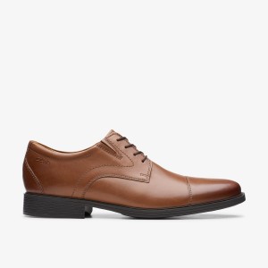 Zapatos de Vestir Clarks Whiddon Cap Dark Tan Leather Hombre Marrones Oscuro | EZBU-58430