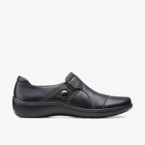 Zuecos Clarks Cora Poppy Black Tumbled Mujer Negras | QKXG-83902