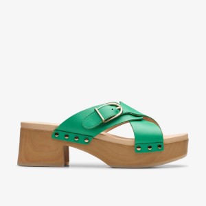 Zuecos Clarks Sivanne Walk Green Leather Mujer Verde | LEKX-03597