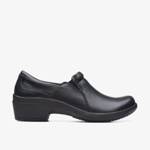 Zuecos Clarks Talene Pace Black Leather Mujer Negras | HAPB-75068