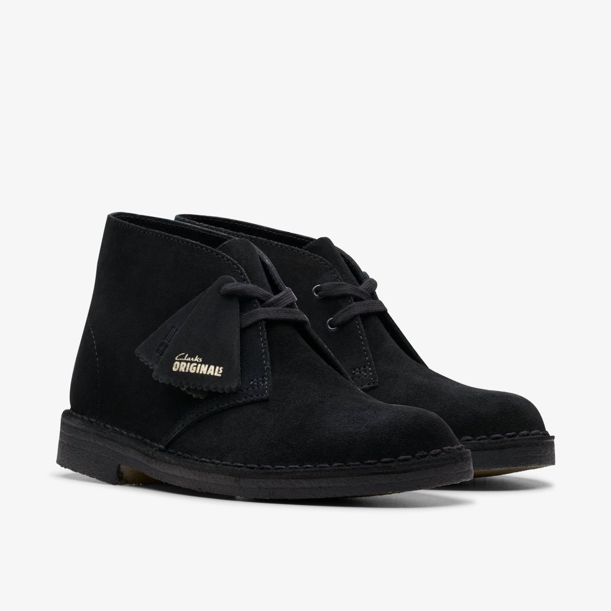 Botas Clarks Desert Boot Black Suede Mujer Negras | IQZD-68290