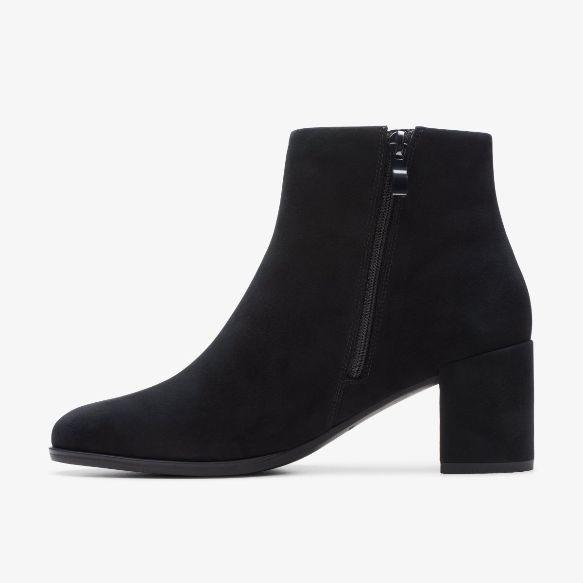 Botas Clarks Freva 55 Zip Black Suede Mujer Negras | IWJM-56321