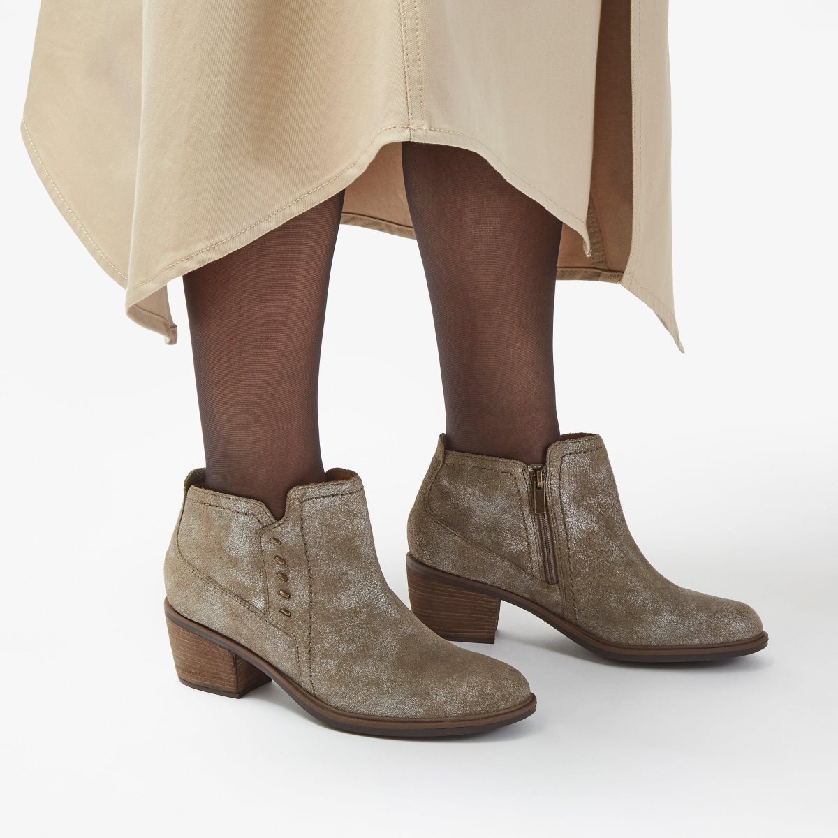 Botas Clarks Neva Lo Taupe Metallic Mujer Gris Marrones Metal | YTXZ-08176