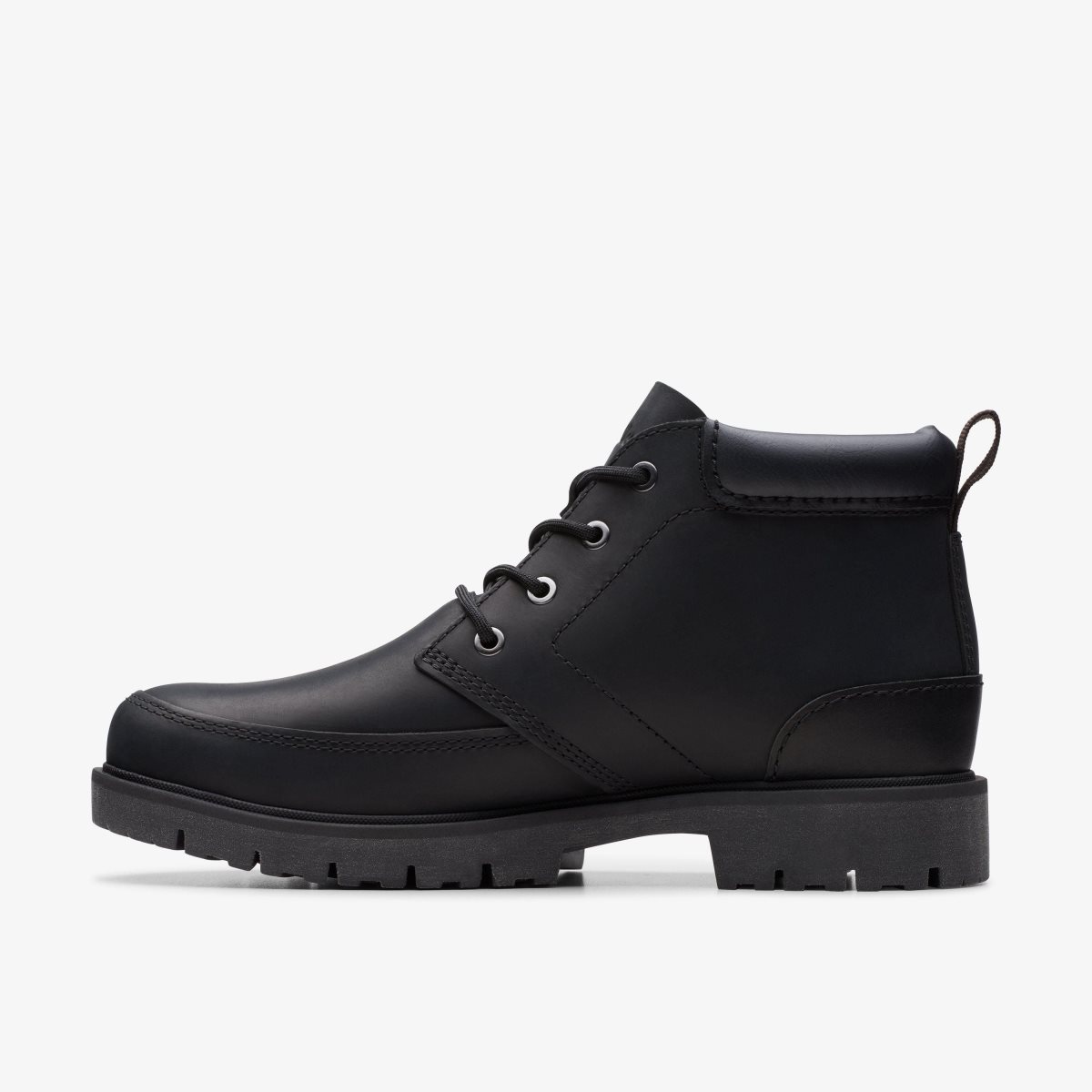 Botas Clarks Rossdale Mid Black Leather Hombre Negras | HDQZ-58906