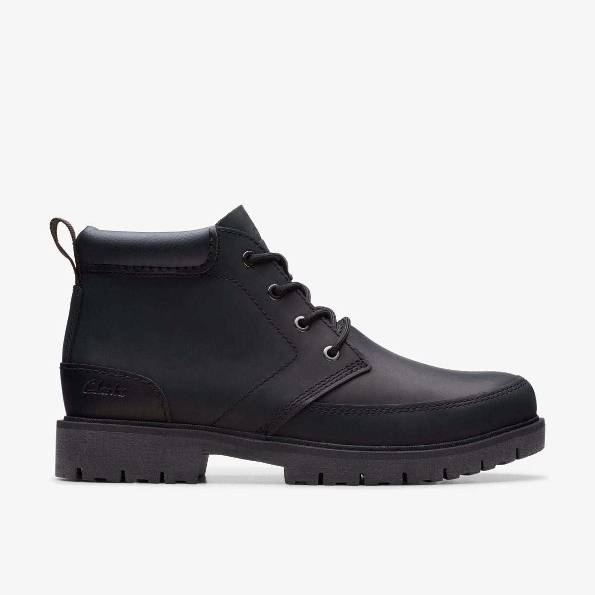 Botas Clarks Rossdale Mid Black Leather Hombre Negras | HDQZ-58906