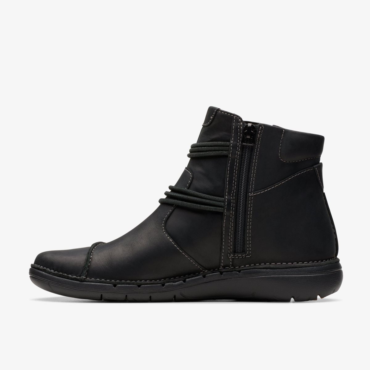 Botas Clarks Un Loop Up Black Leather Mujer Negras | XSMI-17548