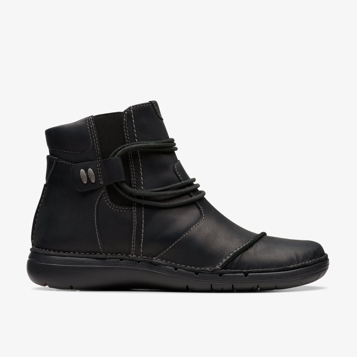 Botas Clarks Un Loop Up Black Leather Mujer Negras | XSMI-17548