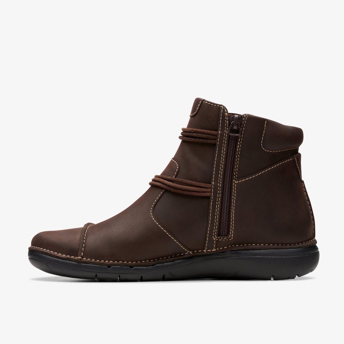 Botas Clarks Un Loop Up Dark Brown Leather Mujer Marrones Oscuro | IULK-60541