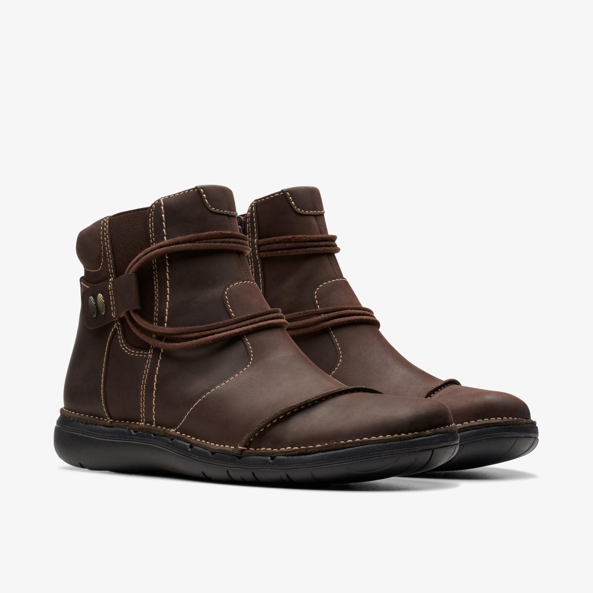 Botas Clarks Un Loop Up Dark Brown Leather Mujer Marrones Oscuro | IULK-60541