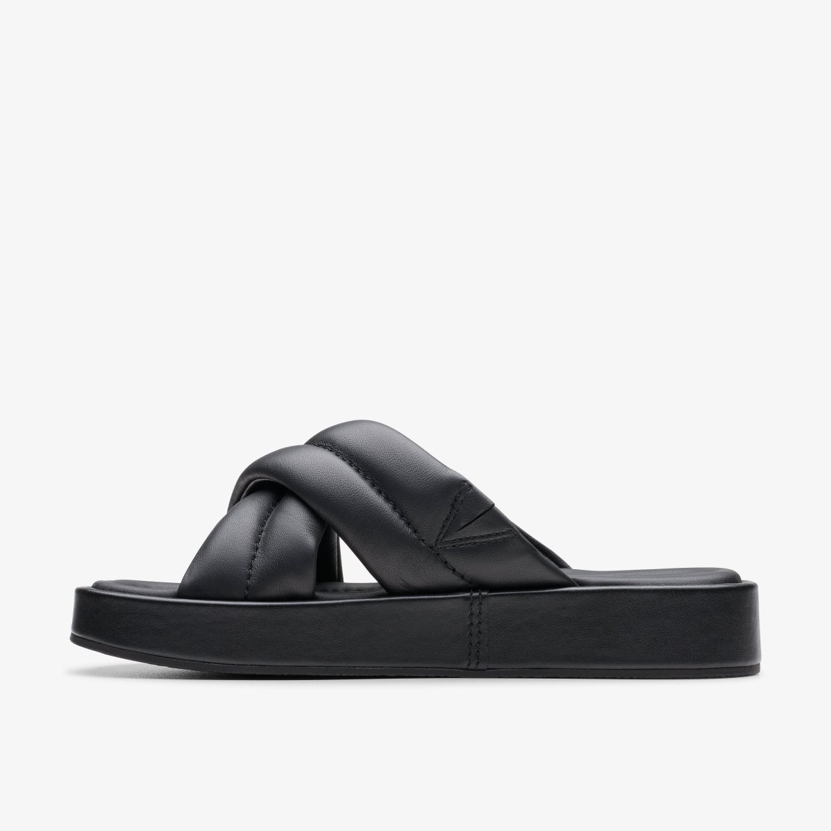 Sandalias Clarks Alda Glide Black Leather Mujer Negras | DCLO-75680