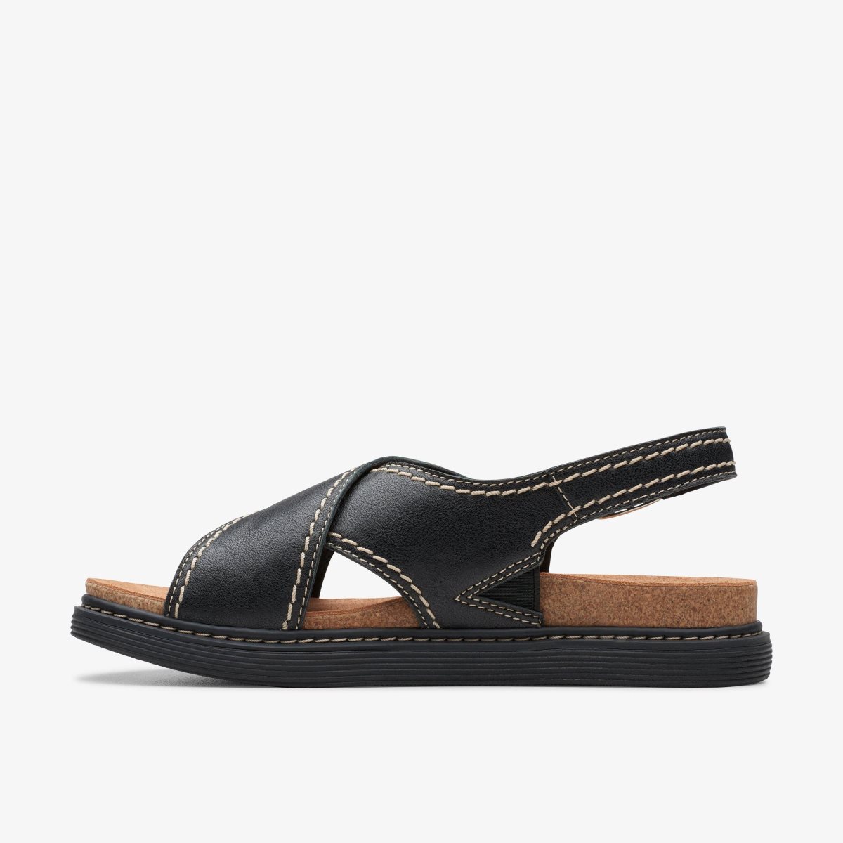 Sandalias Clarks Arwell Sling Black Leather Mujer Negras | FTSX-75068