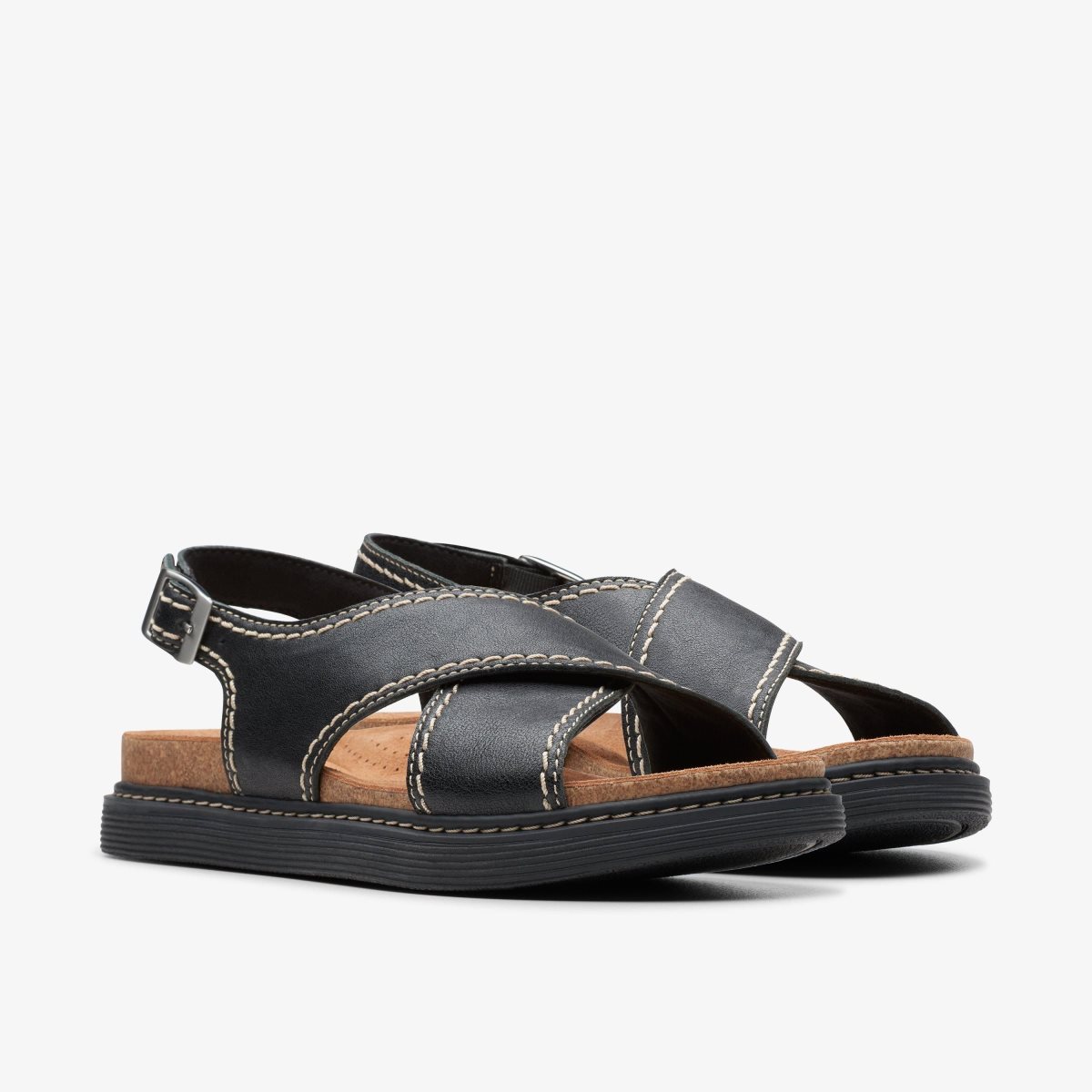 Sandalias Clarks Arwell Sling Black Leather Mujer Negras | FTSX-75068