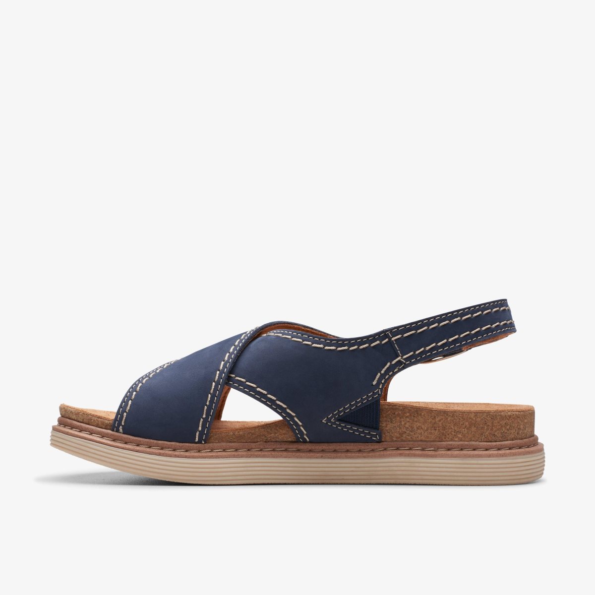 Sandalias Clarks Arwell Sling Navy Nubuck Mujer Azul Marino | OSUB-98035