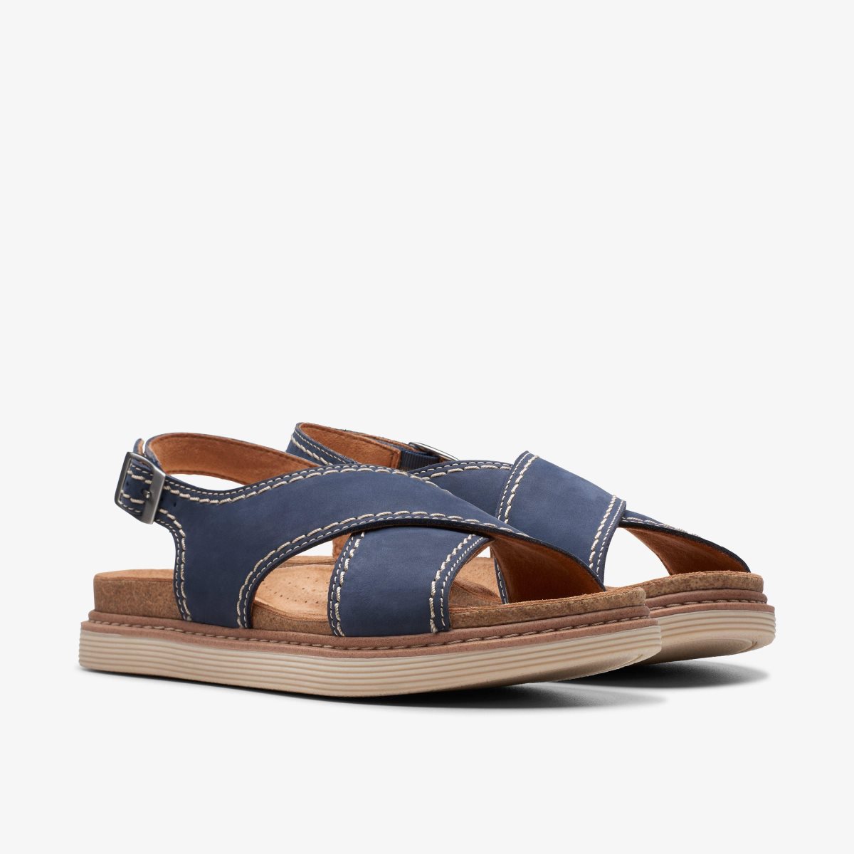 Sandalias Clarks Arwell Sling Navy Nubuck Mujer Azul Marino | OSUB-98035