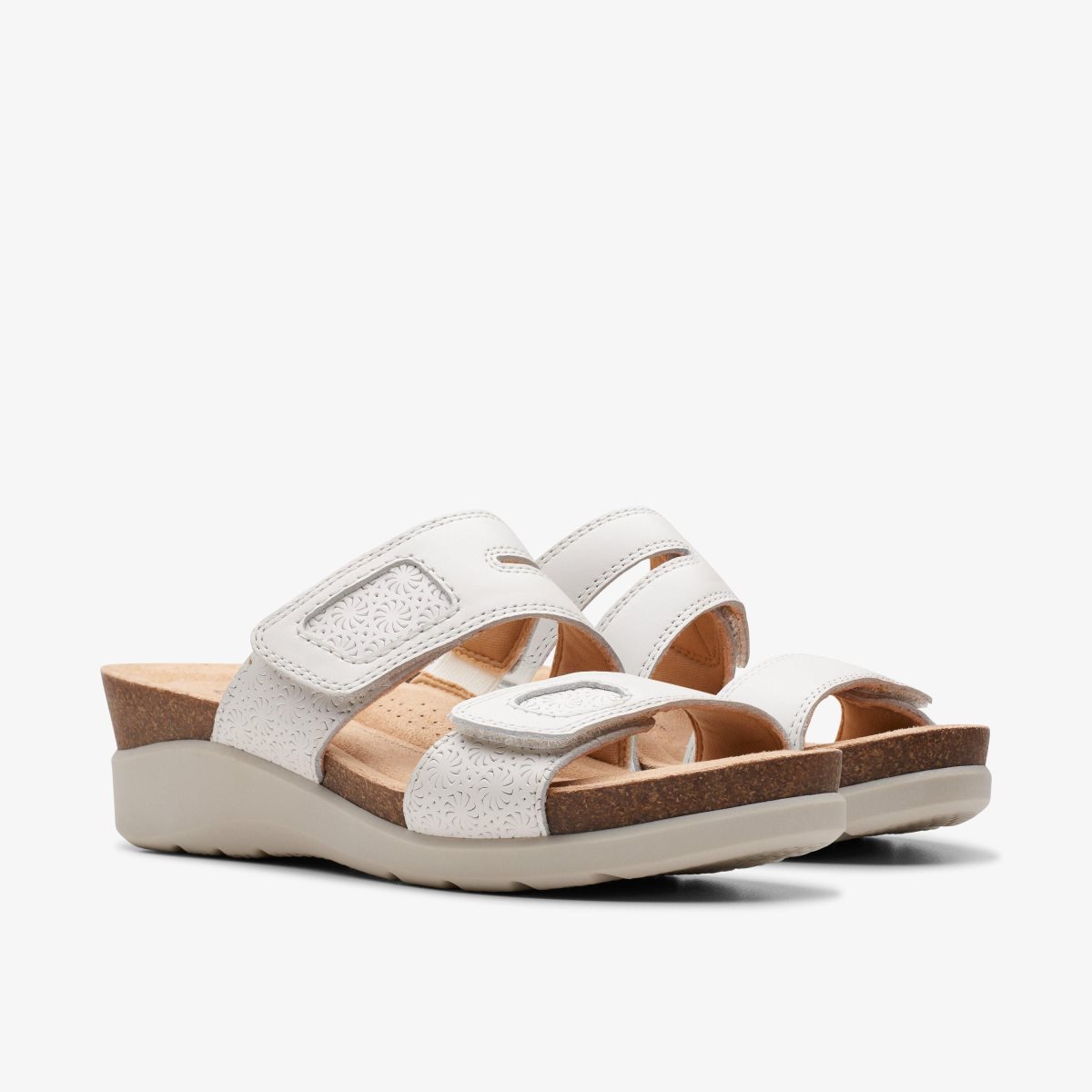 Sandalias Clarks Calenne Maye White Leather Mujer Blancas | UXQF-79861