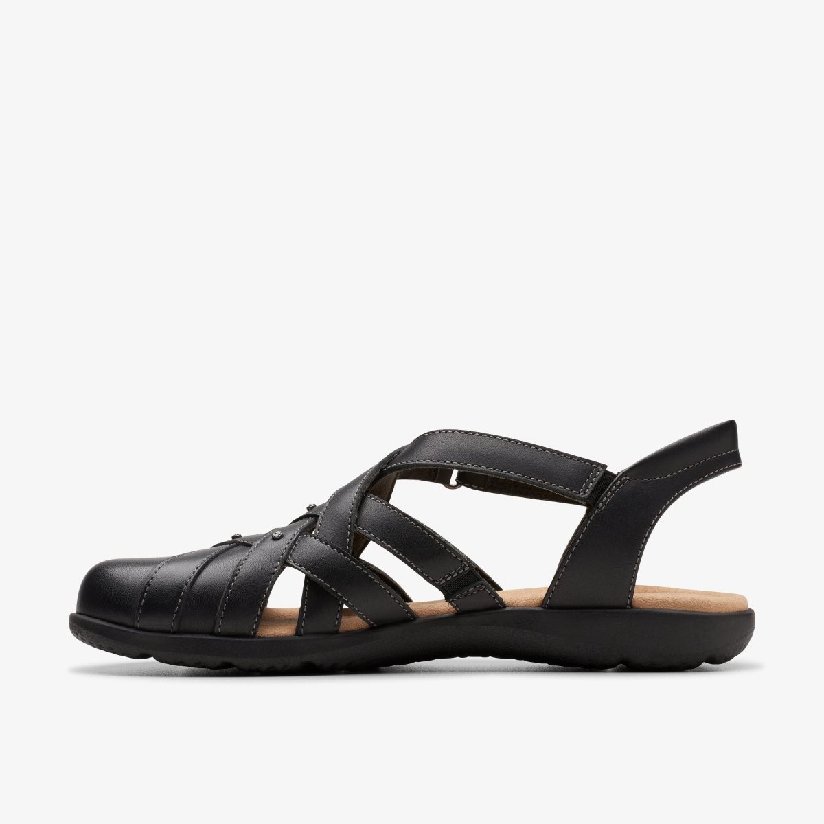 Sandalias Clarks Elizabelle Sea Black Leather Mujer Negras | SRJI-72836