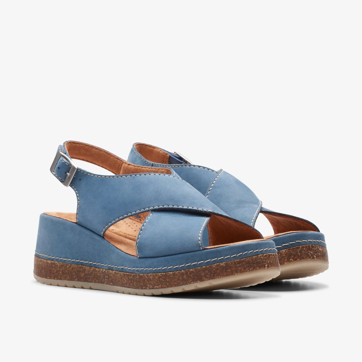 Sandalias Clarks Kassanda Step Blue Nubuck Mujer Azules | NDGE-31095