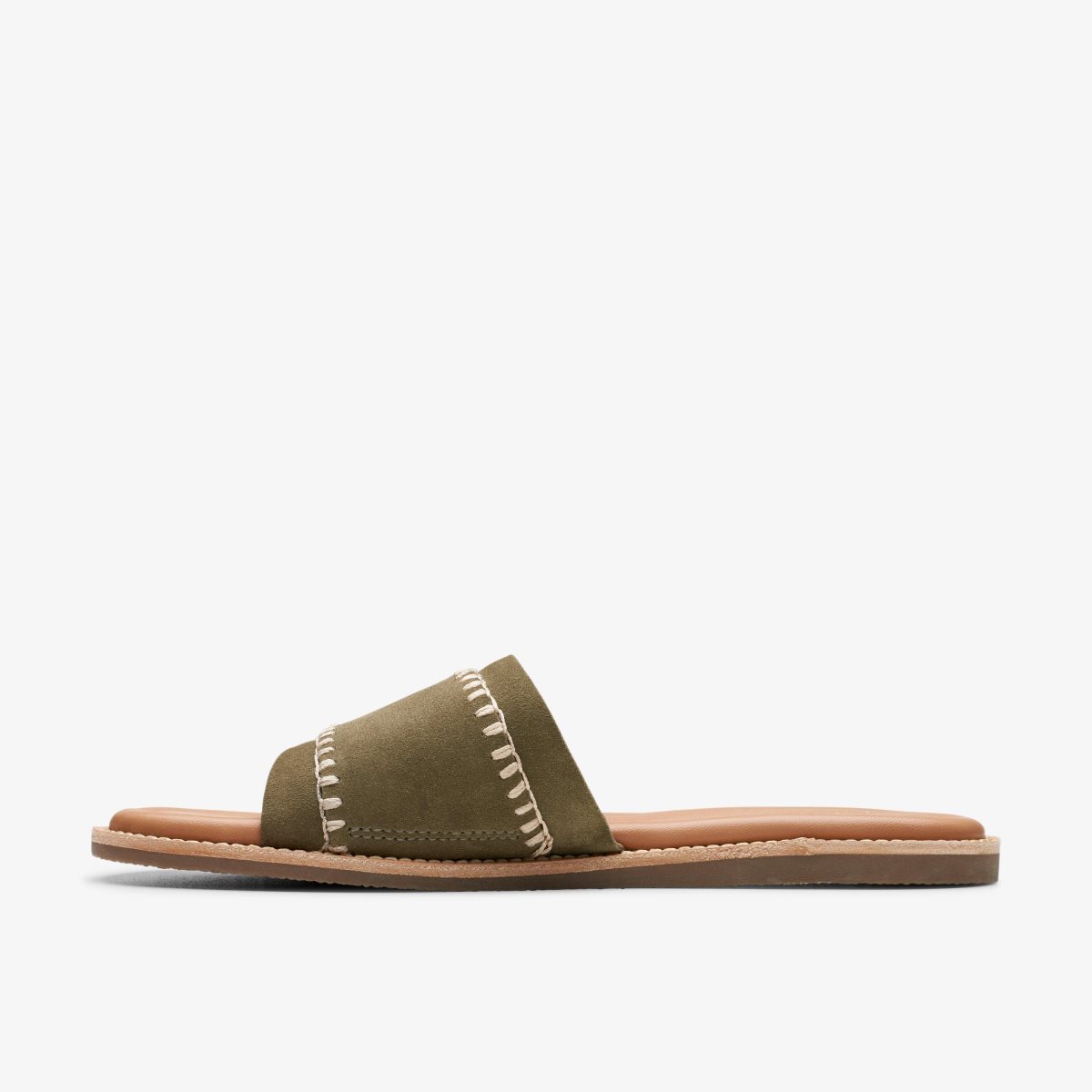 Sandalias Clarks Maritime Mule Olive Suede Mujer Verde Oliva | VQSB-98364