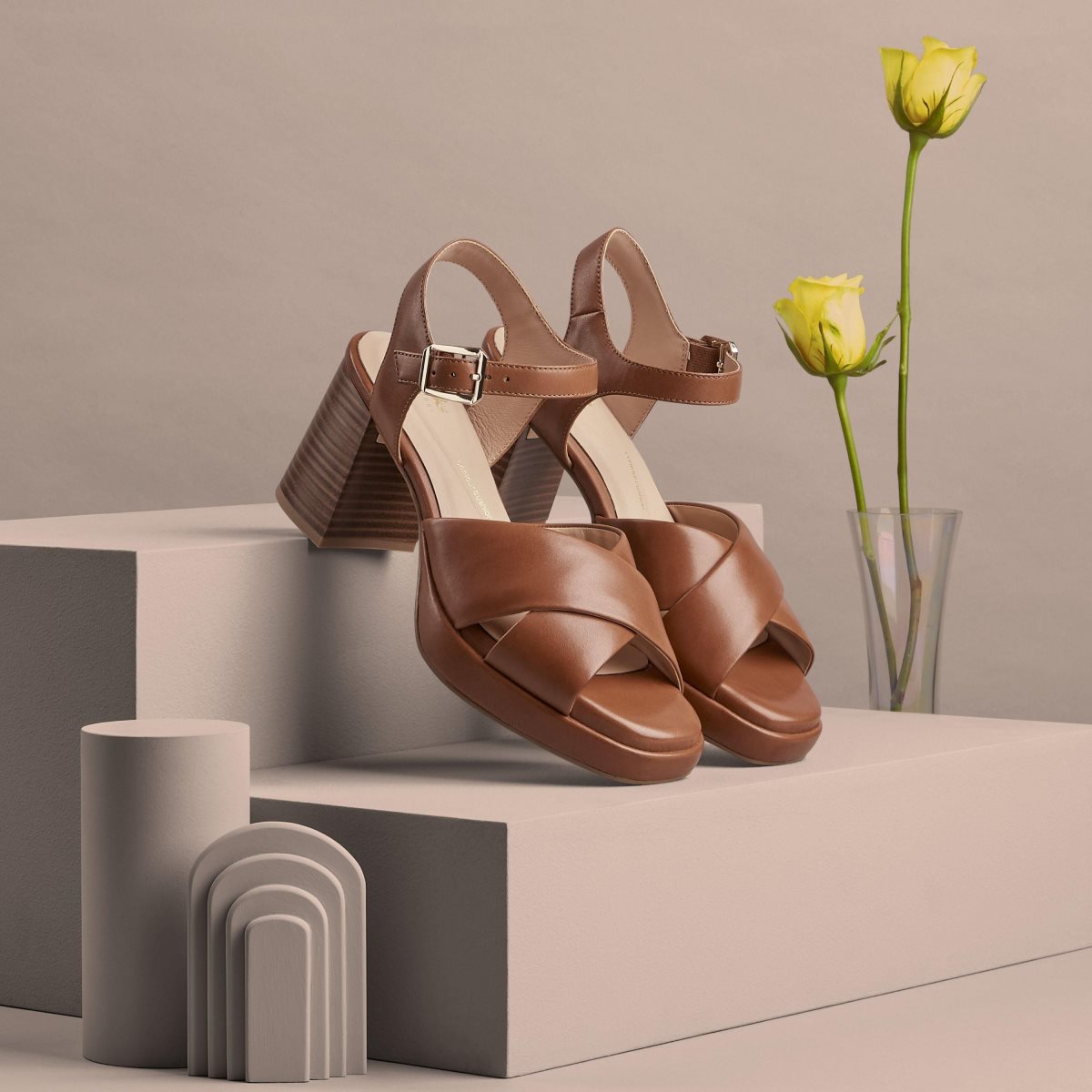 Sandalias Clarks Ritzy 75 Rae Tan Leather Mujer Marrones | DUNX-45738