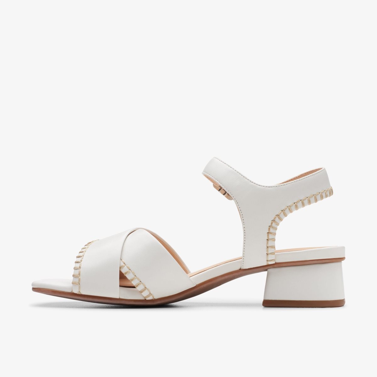 Sandalias Clarks Serina 35 Cross Off White Leather Mujer Blancas | JFVR-81632