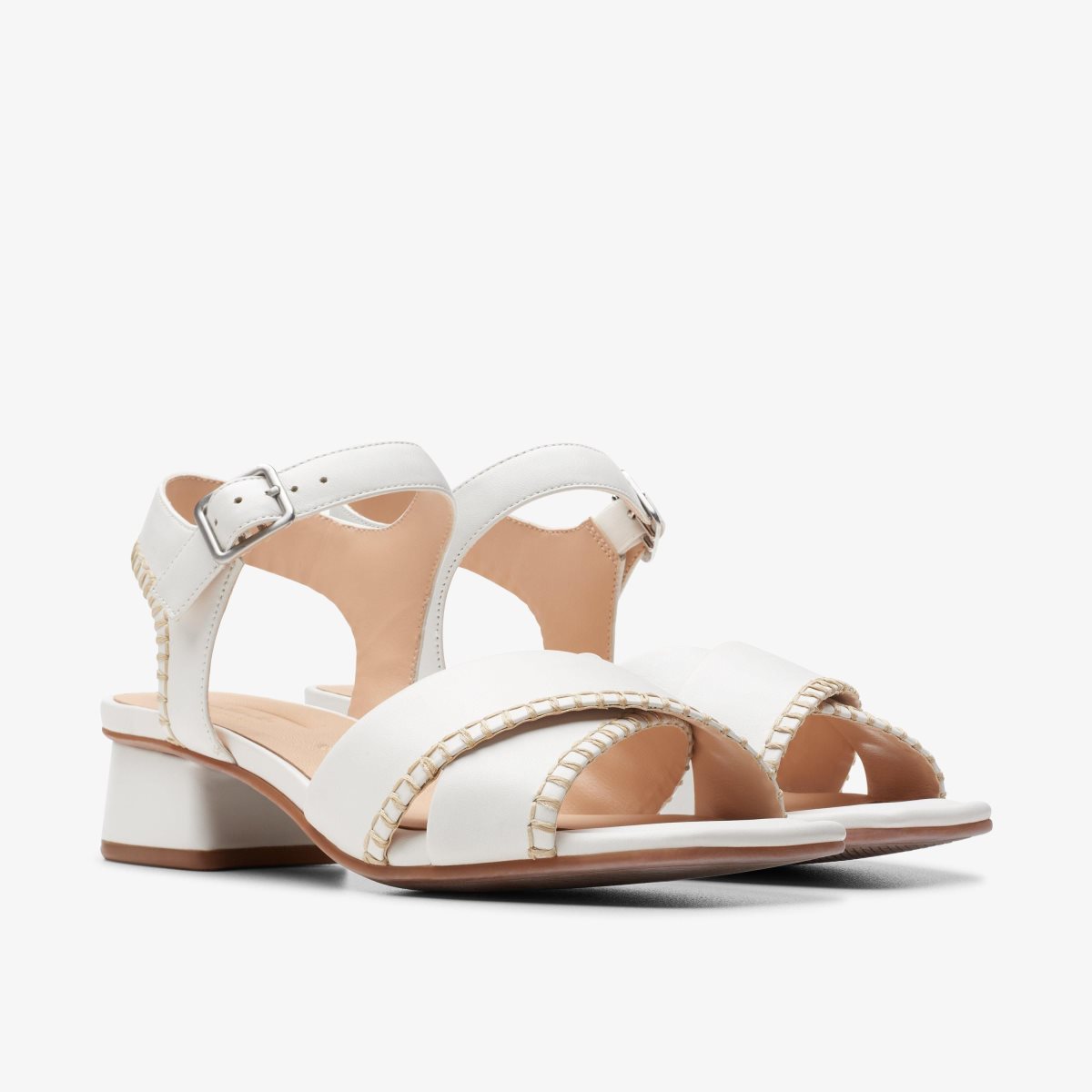 Sandalias Clarks Serina 35 Cross Off White Leather Mujer Blancas | JFVR-81632