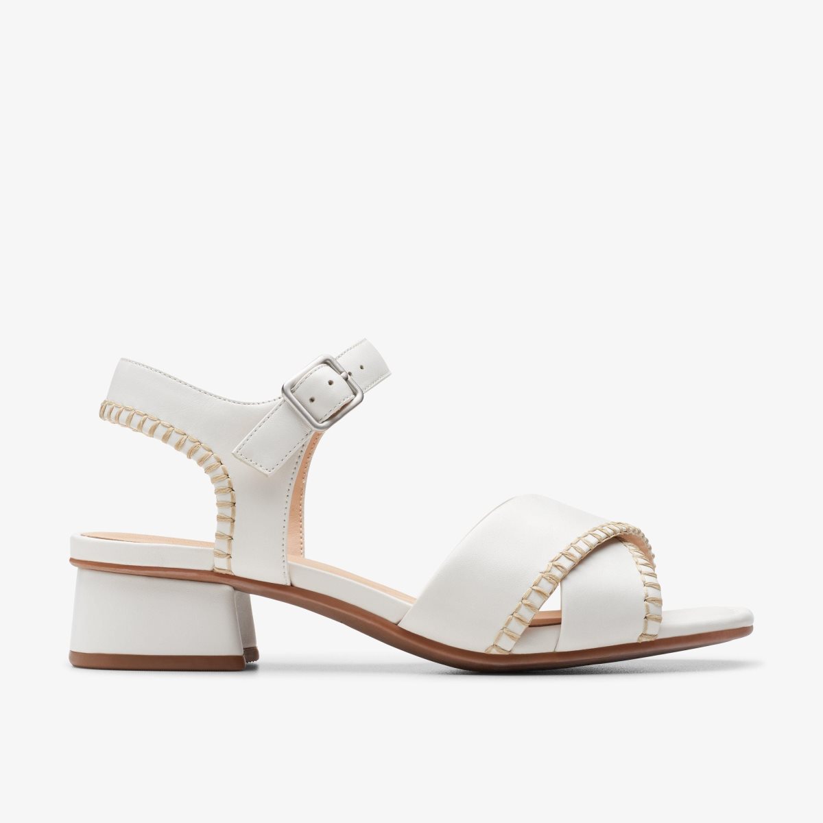 Sandalias Clarks Serina 35 Cross Off White Leather Mujer Blancas | JFVR-81632